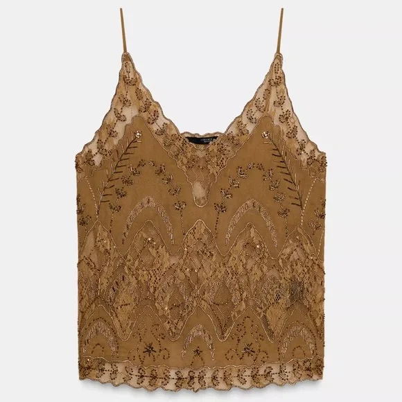 ZARA BEADED EMBROIDERED TOP ZW COLLECTION LIMITED EDITION - Picture 5 of 15